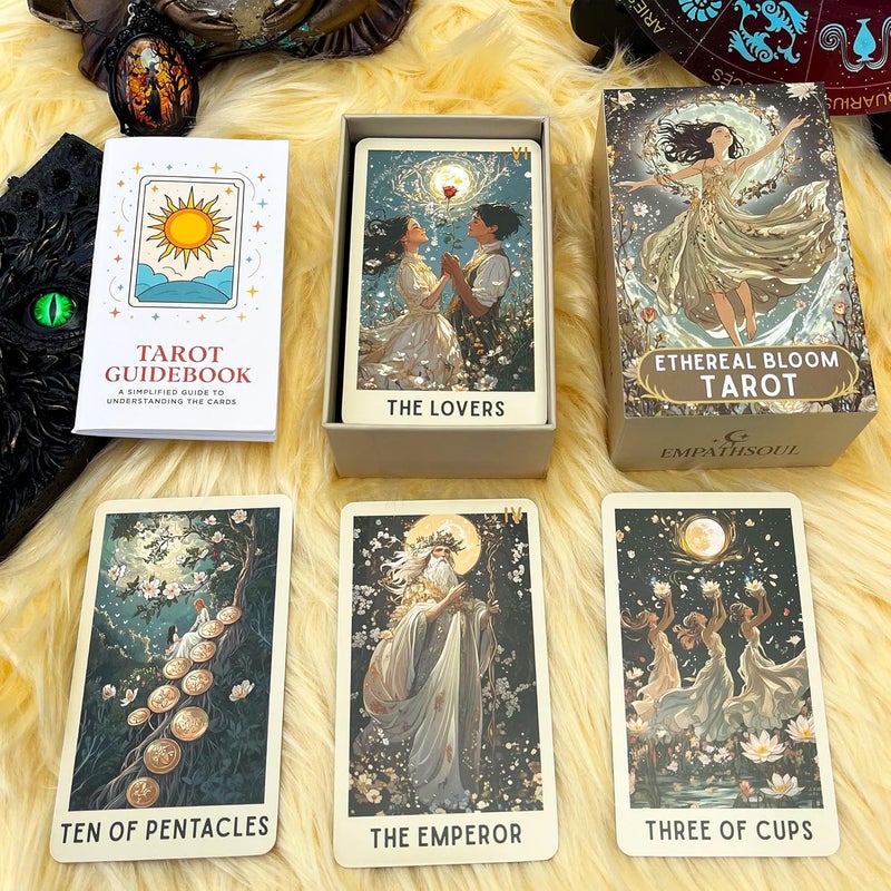 DPEHAKMK Tarot Deck Unique, 78 Floral Tarot Cards with Guidebook, Modern Witch Tarot for Beginners and Experienced Readers, Divination and Spiritual Growth Tool - Image 2
